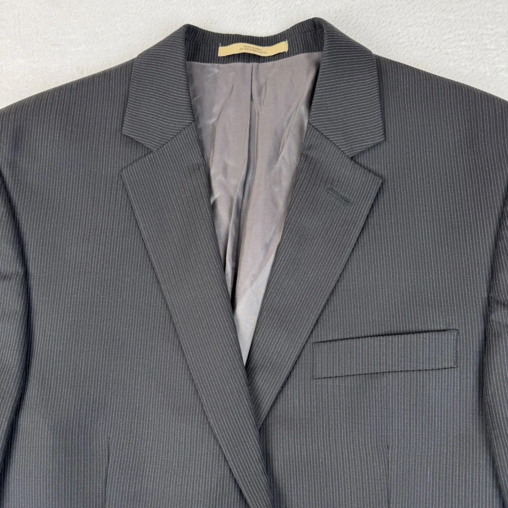 JOE Joseph Abboud Blazer Mens 40R Charcoal Grey Pinstripe 100% Wool Sport Coat
